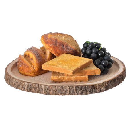 VINTIQUEWISE Natural Wooden Bark Round Slice 16 inch Tray, Rustic Table Charger Centerpiece QI004388.16
